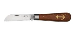 Otter Anchor Knife 173 R Small Stainless, Sapeli, Brass Anchor, Pocket Knife
