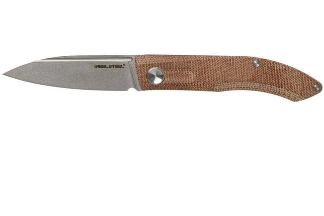 Real Steel Stella Natural Canvas Micarta 7056 Knivesandtools Exclusive Pocket Knife, Poltergeist Design