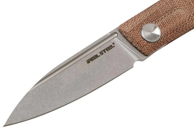 Real Steel Stella Natural Canvas Micarta 7056 Knivesandtools Exclusive Pocket Knife, Poltergeist Design - Image 3