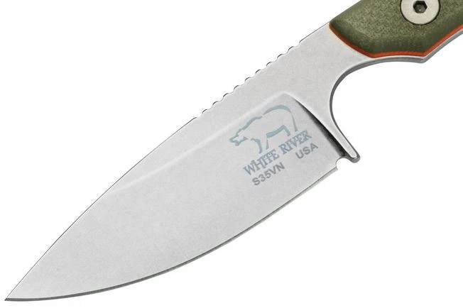 White River M1 Backpacker Pro WRM1-TGO Green/Orange G10, Kydex Sheath, Neck Knife - Image 3