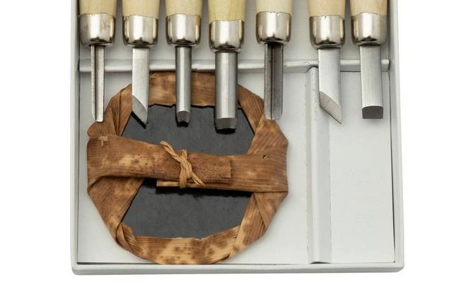 Yoshiharu L-7 Maruichi Japanese Wood Carving Knives, Set Of 7 With Baren - Image 3